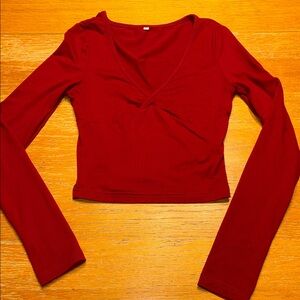 Chic Red V-Neck Crop Top